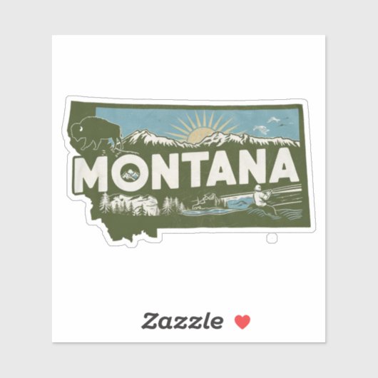 Retro Montana State Car Sticker (Vel)