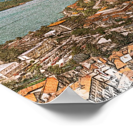 Retro Montenegro Kotor Bay Poster (Hoek)