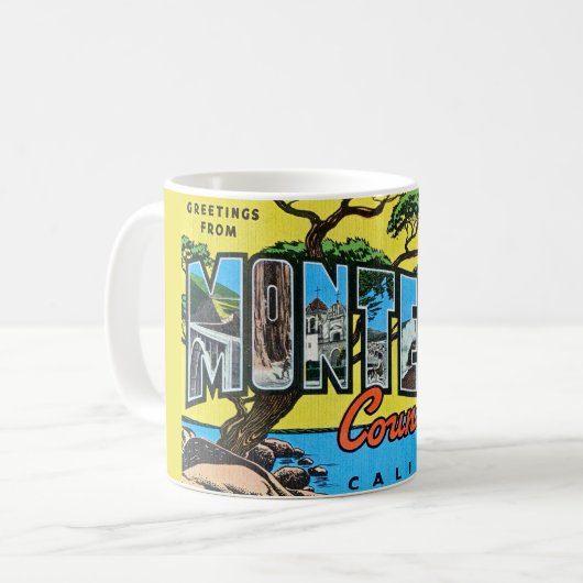 Retro Monterey County CA Groeten Mok (Voorkant links)