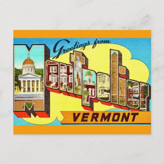 Retro Montpelier Vermont Briefkaart (Voorkant)
