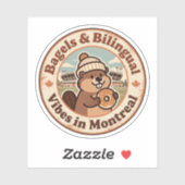 Retro Montreal Beaver & Bagel Sticker (Vel)