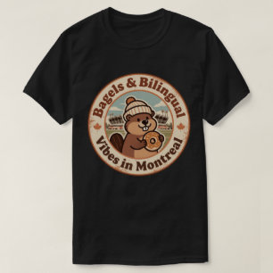 Retro Montreal Beaver & Bagel T-shirt