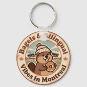 Retro Montreal Bever & Bagel Sleutelhanger (Achterkant)
