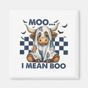 Retro Moo Ik bedoel Boo Blue Denim Funny Halloween Magneet