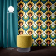 Retro Mood Blauwgroen Sinaasappel Groen Geel Bruin