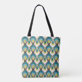 Retro Mood Blue Yellow Name Personalized Tote Bag (Achterkant)