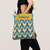 Retro Mood Blue Yellow Name Personalized Tote Bag (Dichtbij)