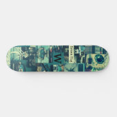 Retro Mood Board Tech Collage Monogram Persoonlijk Skateboard (Horizontaal)