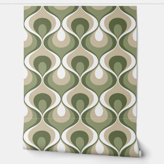 Retro Mood Olive Sage Green Beige Behang