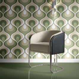 Retro Mood Olive Sage Green Beige Behang