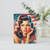 Retro Mooi Amerikaans Meisje Briefkaart (Staand voorkant)