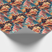 Retro Mooi Amerikaans Meisje Cadeaupapier (Hoek)