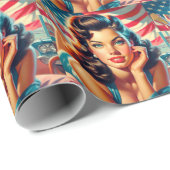 Retro Mooi Amerikaans Meisje Cadeaupapier (Rol Hoek)