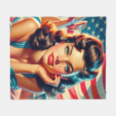 Retro Mooi Amerikaans Meisje Fleece Deken (Voorkant (Horizontaal))