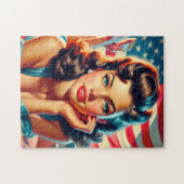 Retro Mooi Amerikaans Meisje Legpuzzel (Horizontaal)