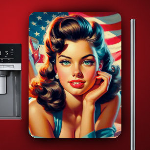 Retro Mooi Amerikaans Meisje Magneet