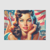 Retro Mooi Amerikaans Meisje Tissuepapier (Voorkant)