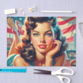 Retro Mooi Amerikaans Meisje Tissuepapier (Craft)