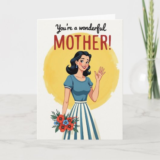 Retro Mooi Moedersdag Kaart (Voorkant)