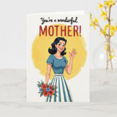 Retro Mooi Moedersdag Kaart (Gele Bloem)