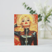 Retro Mooie Blonde Vrouw Briefkaart (Staand voorkant)