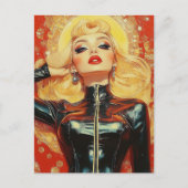 Retro Mooie Blonde Vrouw Briefkaart (Voorkant)