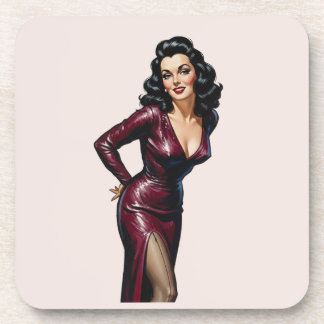 Retro Mooie Brunette Oude Hollywood Glamour Art Bier Onderzetter