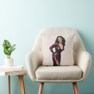 Retro Mooie Brunette Oude Hollywood Glamour Art Kussen