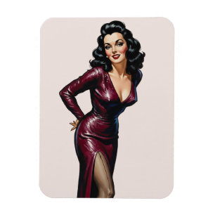 Retro Mooie Brunette Oude Hollywood Glamour Art Magneet