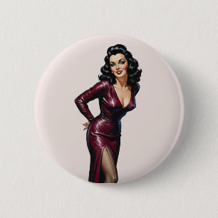 Retro Mooie Brunette Oude Hollywood Glamour Art Ronde Button 5,7 Cm
