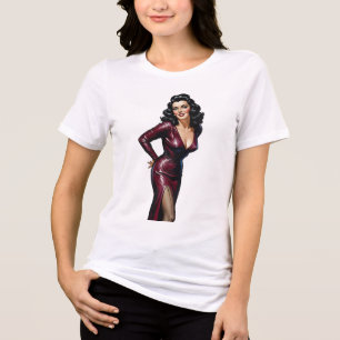Retro Mooie Brunette Oude Hollywood Glamour Art Tri-Blend Shirt
