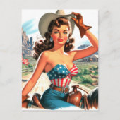 Retro Mooie Cowgirl Pin Up Briefkaart (Voorkant)
