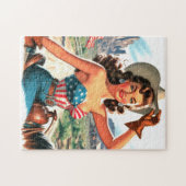 Retro Mooie Cowgirl Pin Up Legpuzzel (Horizontaal)