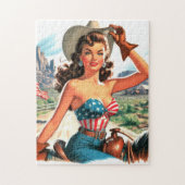 Retro Mooie Cowgirl Pin Up Legpuzzel (Verticaal)
