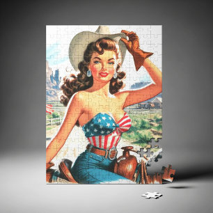 Retro Mooie Cowgirl Pin Up Legpuzzel