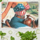 Retro Mooie Cowgirl Pin Up Theedoek (Gevouwen)
