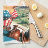 Retro Mooie Cowgirl Pin Up Theedoek (Quarter Fold)