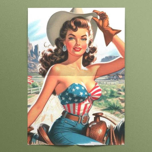 Retro Mooie Cowgirl Pin Up Tissuepapier