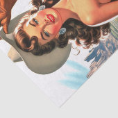 Retro Mooie Cowgirl Pin Up Tissuepapier (Detail)