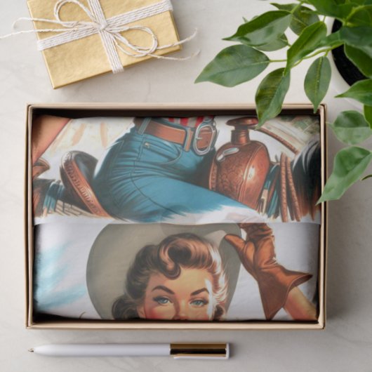 Retro Mooie Cowgirl Pin Up Tissuepapier (Geschenk)