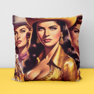 Retro Mooie Cowgirls Kussen