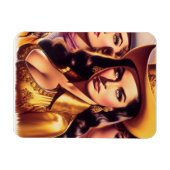 Retro Mooie Cowgirls Magneet (Horizontaal)