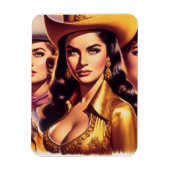 Retro Mooie Cowgirls Magneet (Verticaal)
