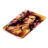 Retro Mooie Cowgirls Magneet (Linkerzijde)
