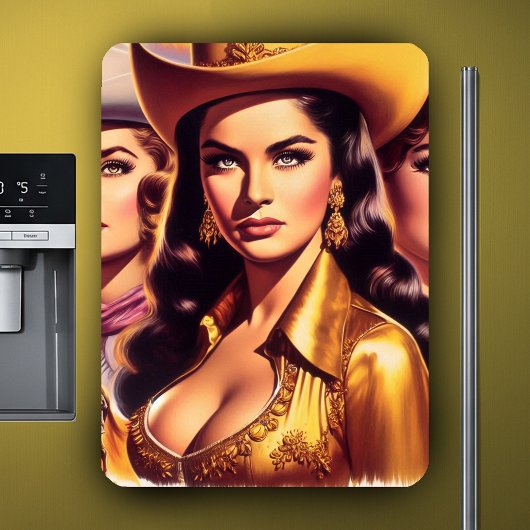 Retro Mooie Cowgirls Magneet