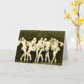 Retro Mooie Dansende Vrouwen Balletdans Kaart (Gele Bloem)