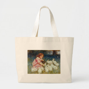 Retro Mooie Dieren Pasen Grote Tote Bag