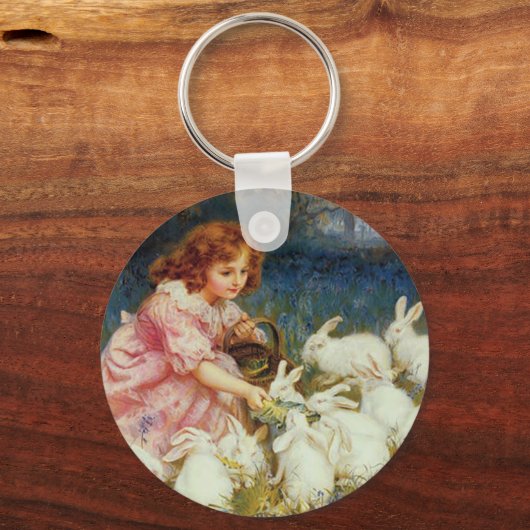 Retro Mooie Dieren Pasen Sleutelhanger (Voorkant)