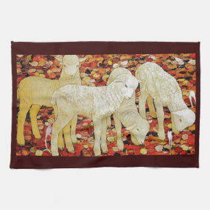 Retro Mooie Dieren Pasen Theedoek