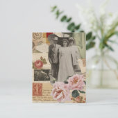 Retro mooie grootouders Mixed Media Collage Briefkaart (Staand voorkant)
